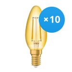 Confezione Multipack 10x Ledvance Vintage 1906 LED E14 Candela Oro 1.5W 120lm - 824 Bianco Molto Caldo | Sostitua 15W