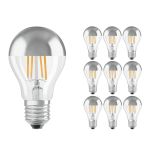 Confezione Multipack 10x Ledvance  Classic LED E27 Pera Filamento Mirror 6.5W 650lm - 827 Bianco Molto Caldo | Sostitutiva 50W