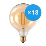 Confezione Multipack 18x Noxion Lucent LED E27 Globe Filamento Ambra 125mm 7.2W 630lm - 822 Bianco Molto Caldo | Sostitutiva 60W