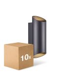 Confezione Multipack 10x Nordlux Nico Luce Da Parete Aluminium Nero Up & Down | IP54 - Adatto per 2x GU10