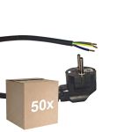 Confezione Multipack 50x Noxion Power Cavo di alimentazione Nero - Schuko Europlug + Estremità aperte - 2m - 3 pole 0,75mm2