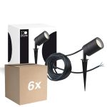 Confezione Multipack 6x D'Lite Punta Luce Fuse Cavo Dell'Alimentazione Nero | IP65 - Adatto per 1x GU10 | incl. cable 2 Meter