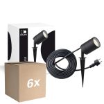 Confezione Multipack 6x D'Lite Punta Luce Fuse Cavo Dell'Alimentazione Nero | IP65 - Adatto per 1x GU10 | incl. cable 2 Meter