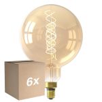 Confezione Multipack 6x Calex XXL Mega Oro Globe LED E27 G200 Filamento 3W 250lm- 822 Bianco Molto Caldo | Dimmerabile