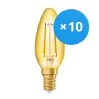 Confezione Multipack 10x Ledvance Vintage 1906 LED E14 Candela Oro 1.5W 120lm - 824 Bianco Molto Caldo | Sostitua 15W