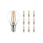 Confezione Multipack 10x Noxion Lucent Lustre LED E14 Sferica Filamento Chiara 2.5W 250lm – Dimmerabile - Sostitutiva 25W