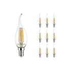 Confezione Multipack 10x Noxion Lucent LED E14 Punta attorcigliata Candela Filamento Chiara 4.5W 470lm - 827 Bianco Molto Caldo | Dimmerabile - Sostitutiva 40W