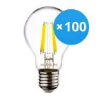 Confezione Multipack 100x Noxion Lucent LED E27 Pera Filamento Chiara 4.5W 470lm - 840 Bianco Freddo | Sostitutiva 40W