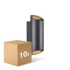 Confezione Multipack 10x Nordlux Nico Luce Da Parete Aluminium Nero Up & Down | IP54 - Adatto per 2x GU10