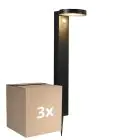 Confezione Multipack 3x Nordlux Solar Lampada a piedistallo Rica Il Giro Acciaio Inossidabile Nero 4.5W 400lm - 830 Luce Calda -  | Sensore di Movimento e Luce