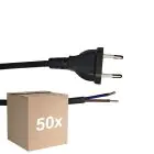 Confezione Multipack 50x Noxion Euro Cavo di alimentazione Nero - C7 Europlug + Estremità aperte - 2m - 2 pole 0,75mm2