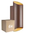 Confezione Multipack 6x Nordlux Nico Luce Da Parete Aluminium Arrugginito Up & Down | IP54 - Adatto per 2x GU10