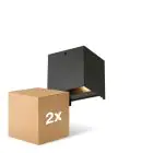 Confezione Multipack 2x D'Lite Luce Da Parete Elingen Aluminium Nero Up & Down 4.9W 480lm - 830 Luce Calda -  | IP65 - Sensore Di Luce