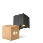 Confezione Multipack 4x D'Lite Luce Da Parete Elingen Aluminium Nero Up & Down 4.9W 480lm - 830 Luce Calda -  | IP65 - Sensore Di Luce