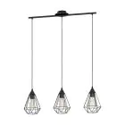 Eglo Luce Pendente Tarbes Acciaio Nero | IP20 - Adatto per 3x E27 